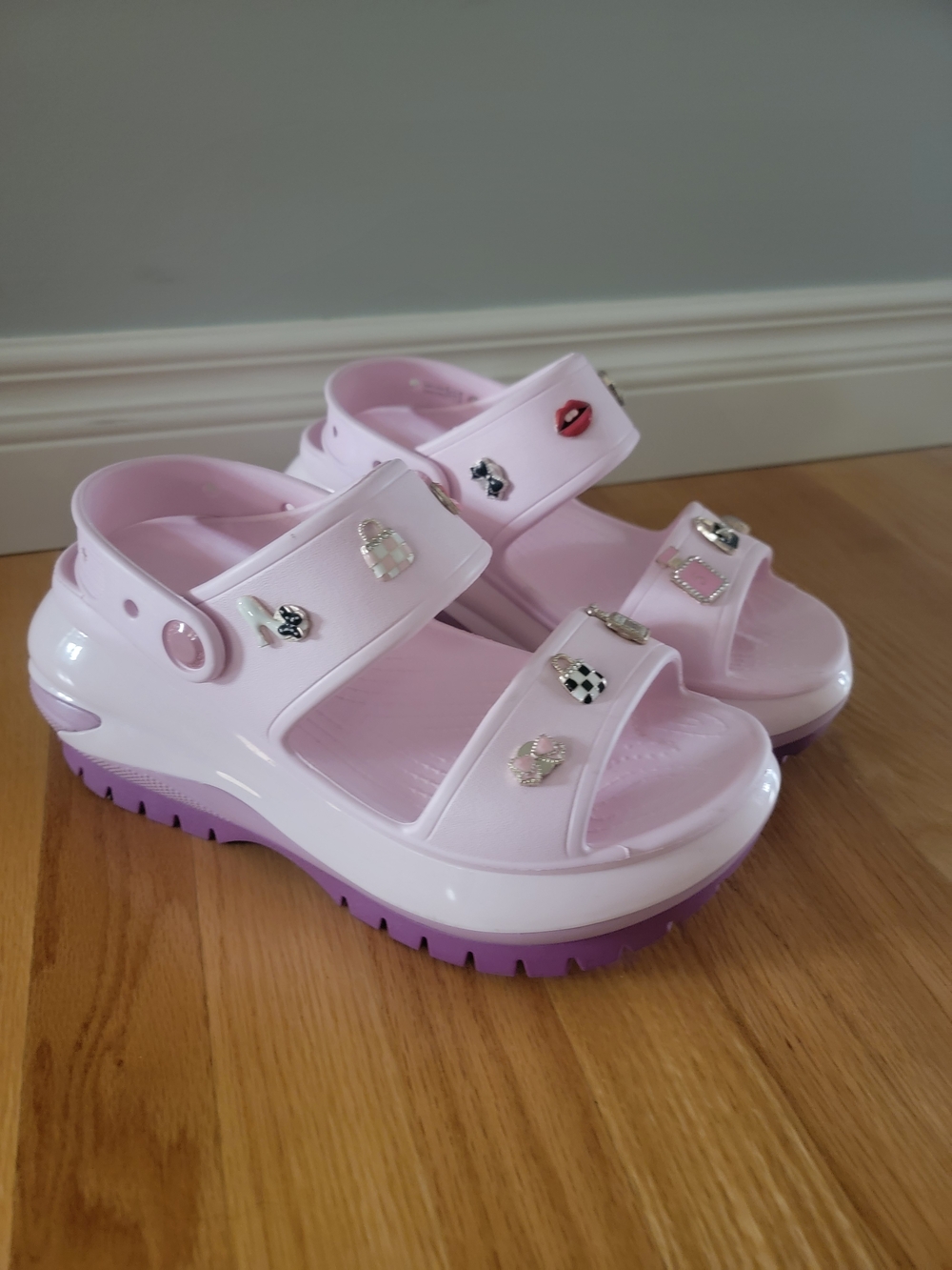 CROCS Women Mega Crush Platform Sandals In Hydrangea With Charms